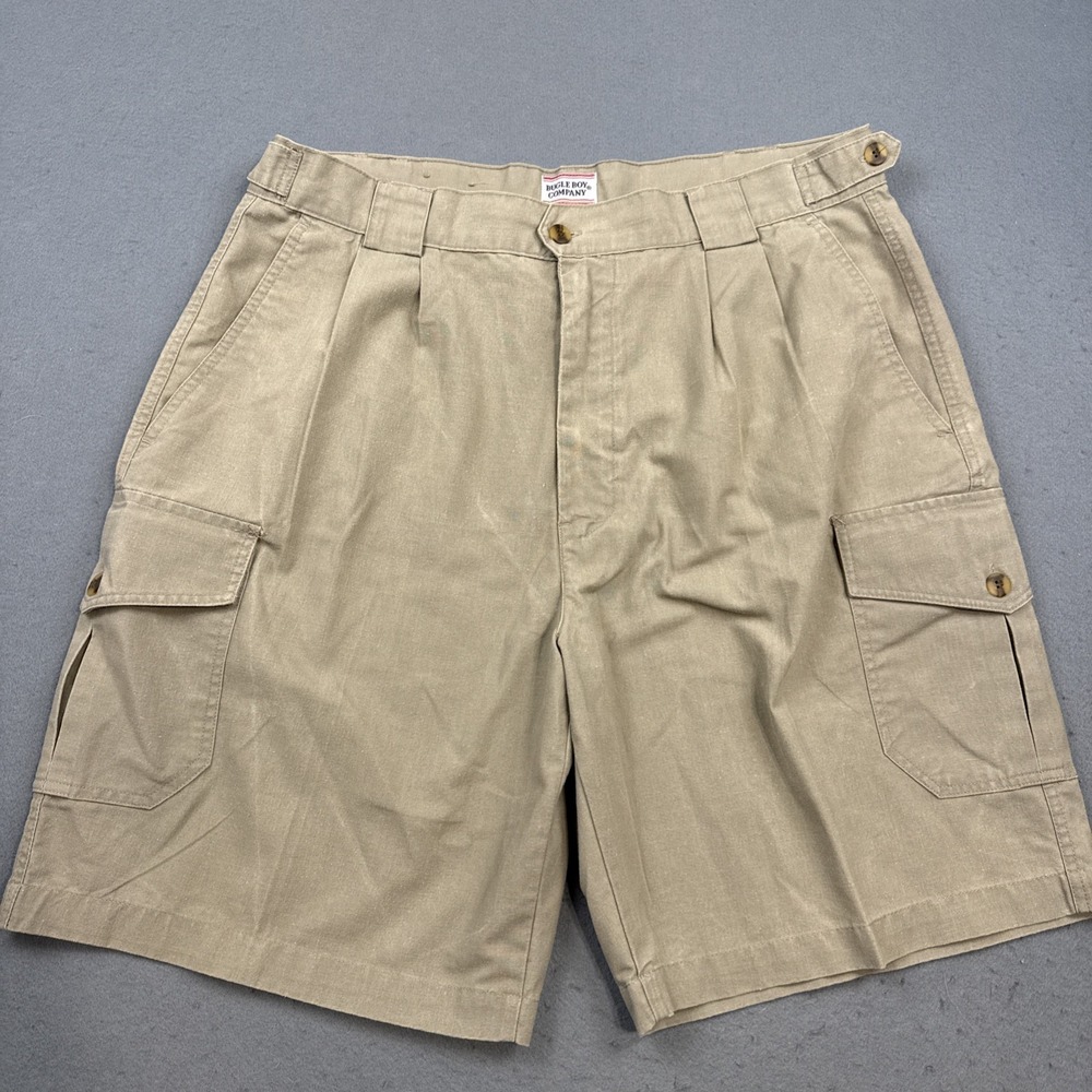Vintage Bugle Boy Mens Khaki Cargo Utility Shorts Cotton Twill Y2K Tan 36 Dad